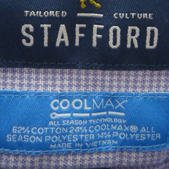 Stafford* Men's Long Sleeve Button Down Curved Hem Pocket Dress‎ Shirt~ Large - Picture 12 of 12